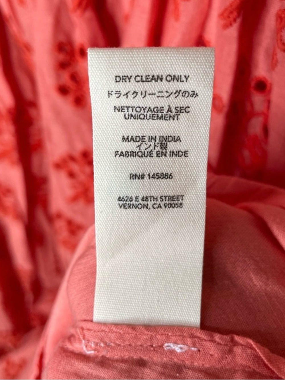 The GREAT. Camelia Dress orange/red Size 3/Large Eyelet 100% Cotton - Picture 12 of 13
